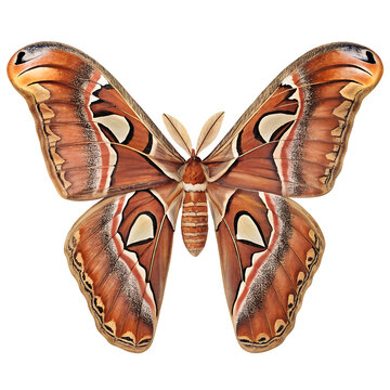 Detailed illustration of an Atlas moth isolated on a white background.
