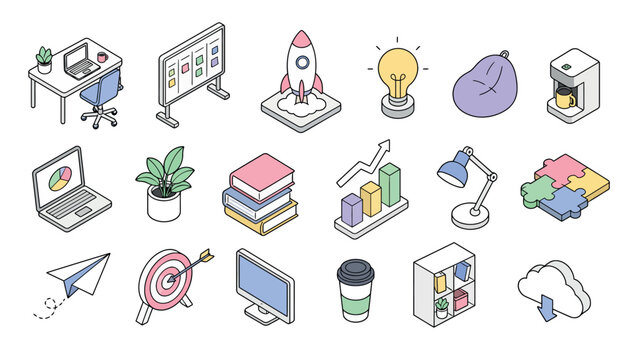 Office Work Productivity Icons.
