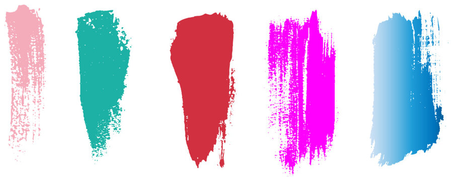 Parallel artistic paint smudges compilation for backdrop element. Vector paint brush stroke design elements