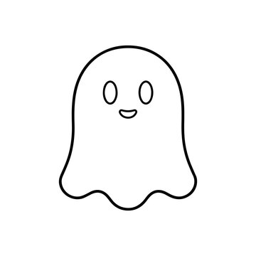 Cute ghost coloring page illustration kawaii spooky design isolated on transparent background
