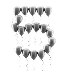 Obraz premium Globo plateado brillante con el número cinco, aislado sobre fondo blanco; ideal para la celebración del quinto cumpleaños o aniversario, tanto para eventos como para tarjetas de felicitación.
