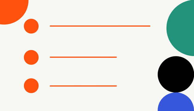 Minimal abstract list layout with colorful circles