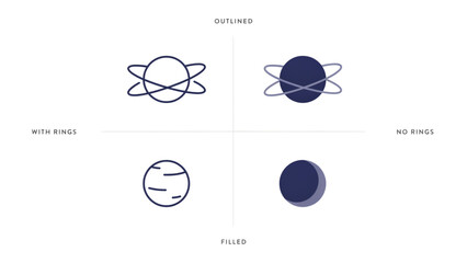 Minimalistic solar system illustration with planets orbiting the sun © MSTJOMILA