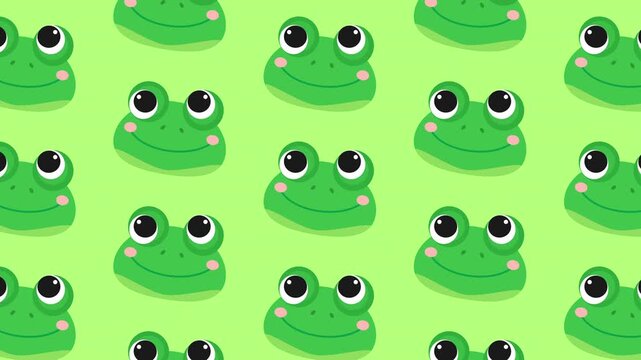 cute frog head pattern repeat background video footage motion graphics