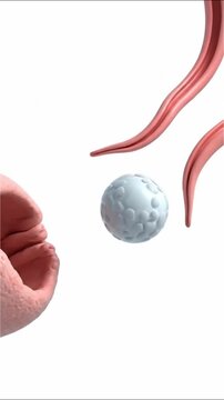 Realistic medical animation of ovulation, egg released from ovary, educational healthcare footage