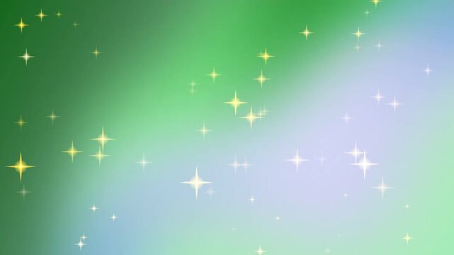 Sparkling starry background with green and blue gradient