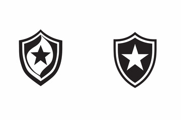 Obraz premium Shield with star logo vector set. Security and protection badge icons isolated on white background