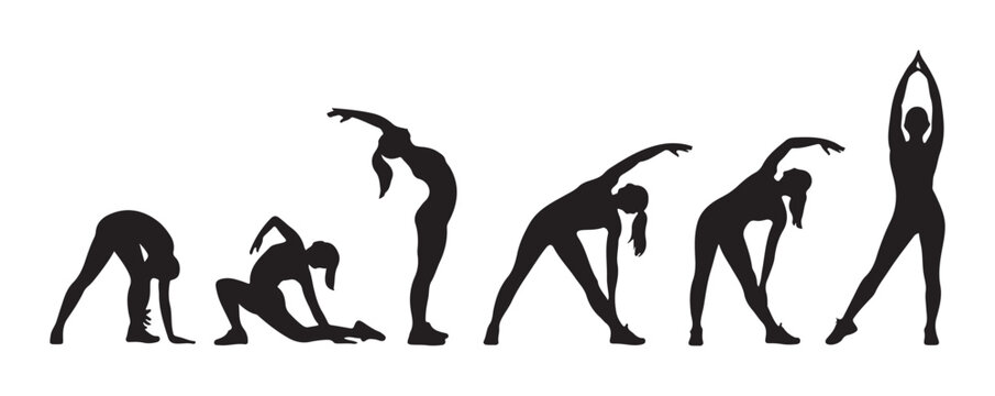 Yoga poses silhouette series stretching and flexibility exercises
