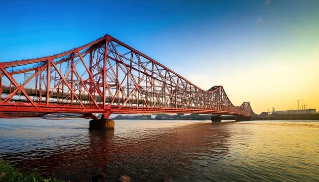 Howrah Bridge over Hooghly River in Kolkata, West Bengal, India
