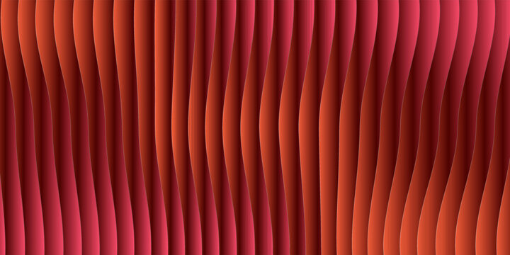 Red background texture for ribbed glass gradient and effect pattern abstract. 3d line for light window and premium corrugated metal. Red wave frosted for ribbed reed background.