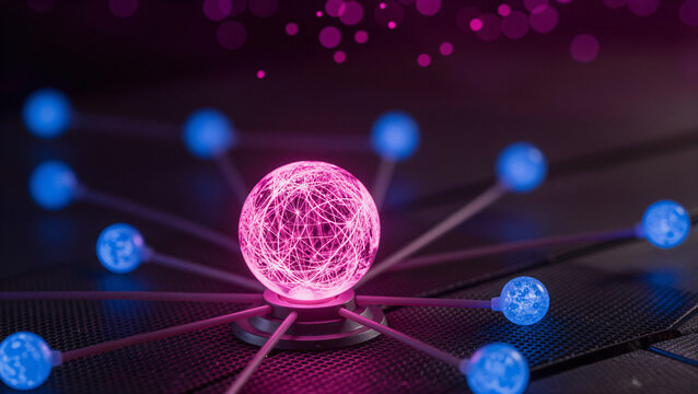 Abstraktes neuronales Netzwerk mit blauen Knoten