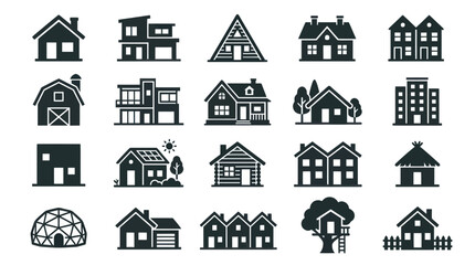 Modern and Traditional House Icons Collection: Real Estate and Property Vector Set © wowo
