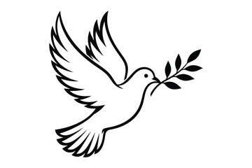 Fototapeta premium Peace dove holding olive branch in flight
