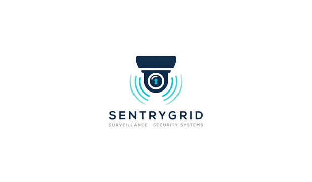 Modern surveillance camera security icon with smart technology network waves Vector