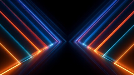Obraz premium Colorful Diamond Pattern Stretching Into Infinity with Glowing Lines and Vibrant Hues