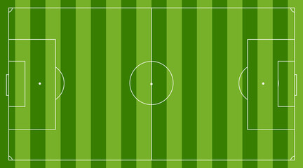 Top down vector illustration of a green striped soccer field layout © Vectrix