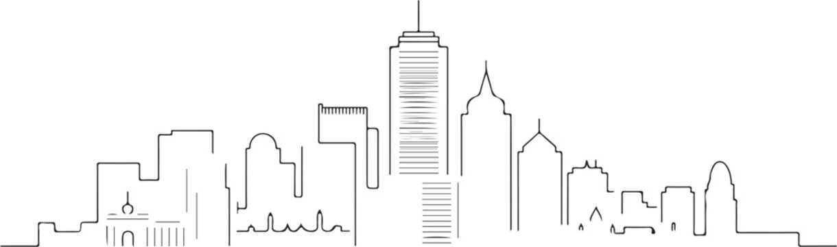 Minimalist Boston city Skyline One Line Vector Illustration