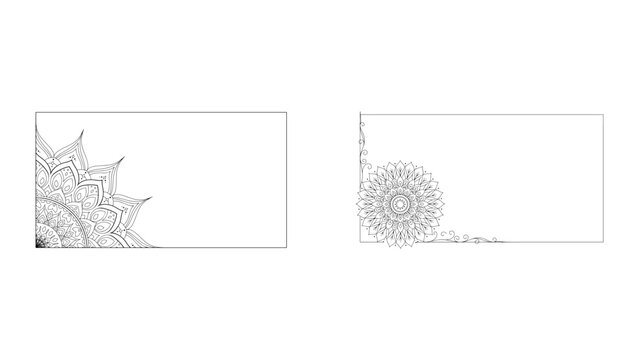 Decorative frame set featuring intricate floral mandala ornaments inside rectangular borders for sophisticated artistic designs and elegant stationery cards.