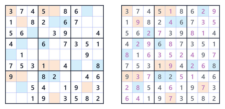 Sudoku puzzle grid with completed and incomplete sections for brain training