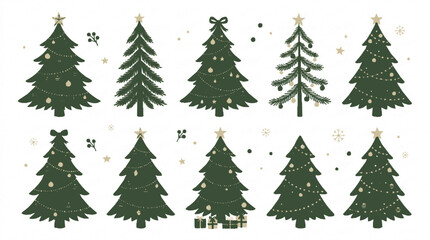 Obraz premium Set of decorative christmas tree illustrations