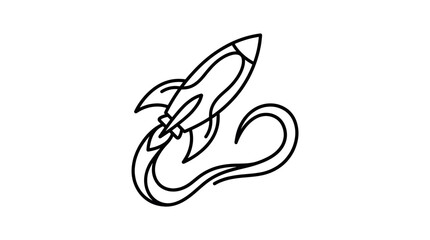 Rocket ship launching with swirling smoke line art © pangestu