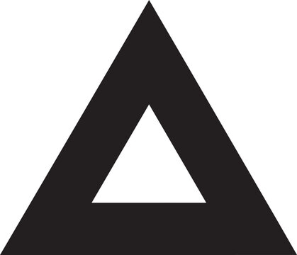 Black upward pointing triangle with white inverted triangle center on white background black triangle