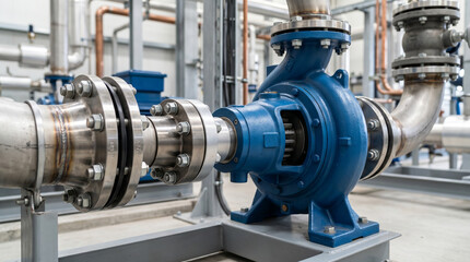 Obraz premium Industrial centrifugal pump with connected piping