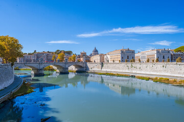 Obraz premium Ponte Vittorio Emanuele II Bridge over the Tiber River, Rome, Italy