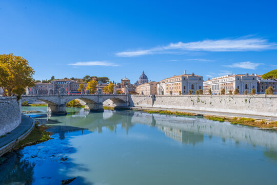 Ponte Vittorio Emanuele II Bridge over the Tiber River, Rome, Italy