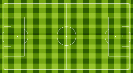 Top down vector illustration of a green striped soccer field layout © Vectrix