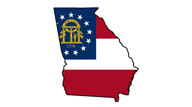 Georgia State Outline with Flag Overlay