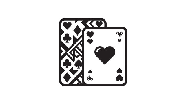 Cards with Heart and Spade Symbols, Playing Cards Icon on White Background, Casino and Gambling Concept