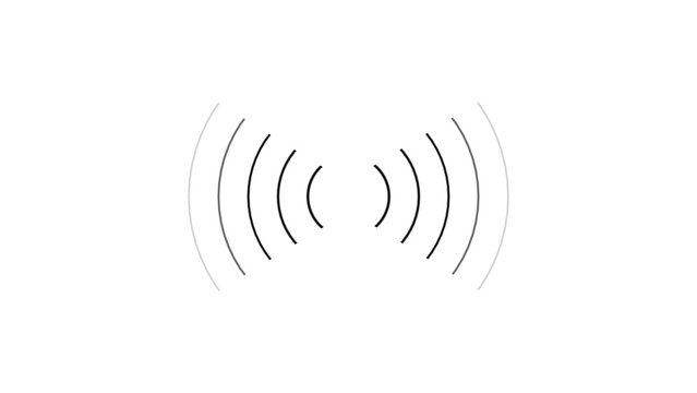 Technology radio waves icon seamless loop background. Sound frequency signal background illustration 4k.
