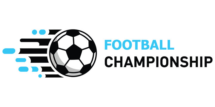 Football championship logo with soccer ball and motion design