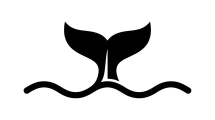 Naklejka premium Whale tail silhouette splashing on ocean water waves