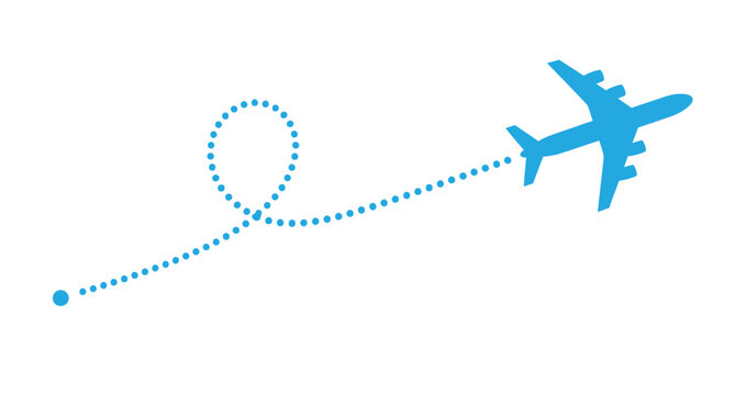 Airplane flight path graphic illustration