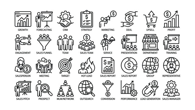 Collectionoflineiconsforbusinessandsalesrelatedconceptsandstrategiesinonelinestyle