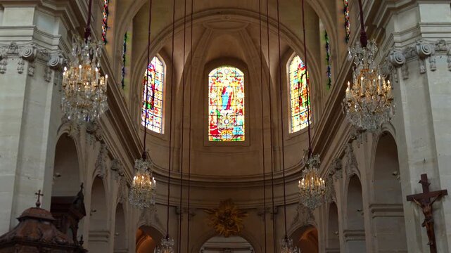 Symmetrical view inside the Royal Chapel at the Palace of Versailles France