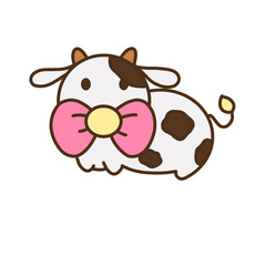Naklejka premium Happy Cow with Bow Tie