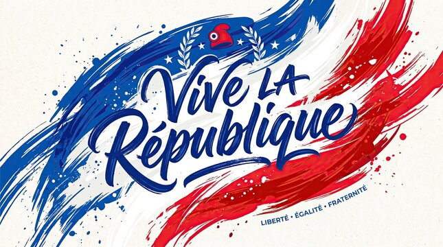 Vive la republique french phrase on red white and blue background