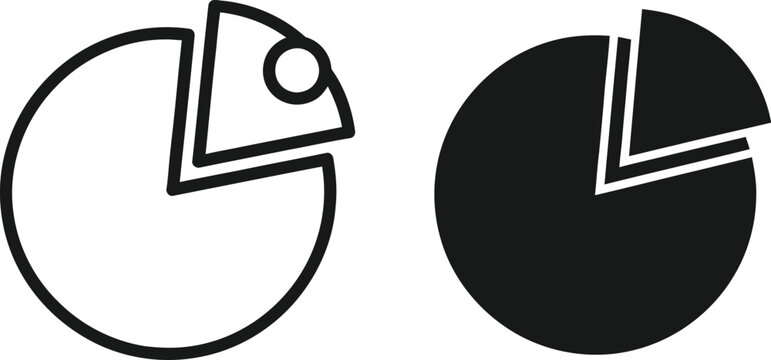 Two simplified chart icons depicting pie charts with a segment removed for visualization