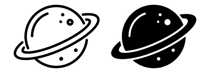 Planet Icons, Saturn Ring Vector Graphics, Space Symbols, Celestial Body Illustrations © black man