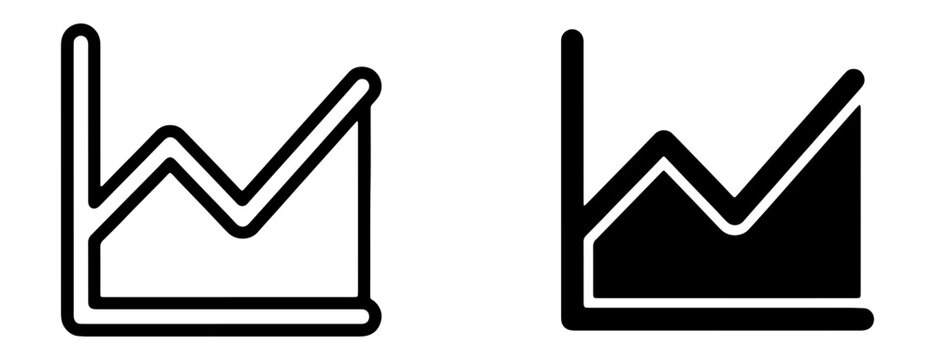 Line Graph Icons, Business Growth Charts, Data Analysis Symbols, Vector Set