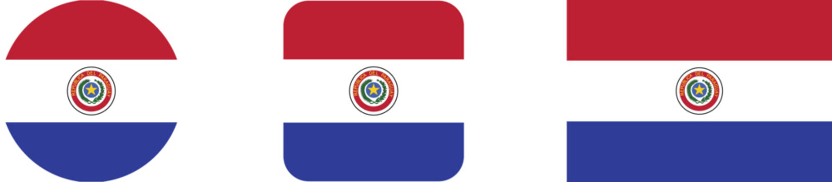 Paraguay flag variations in red white and blue with national emblem