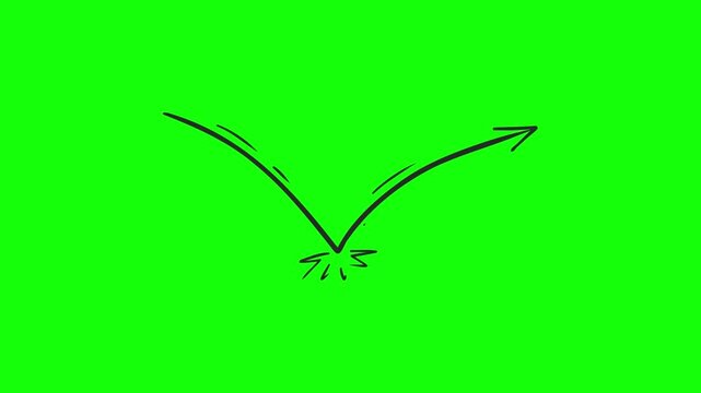 Animated bouncing ball and curved line on green screen