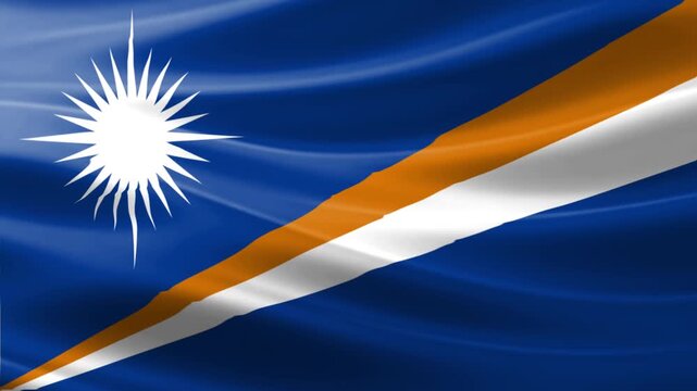 Marshall Islands flag waving in the wind. National banner of the Republic of Marshall Islands.