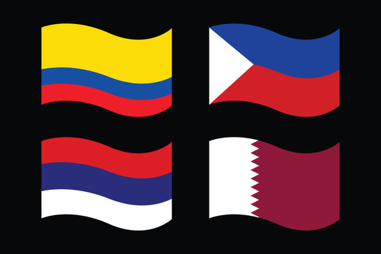 Countries Flying Flags Waving Vector 