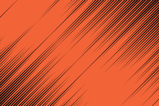 Vibrant orange background, with dynamic black, diagonal streaks abstract lines
