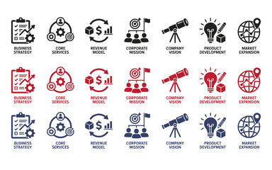 Fototapeta premium Business finance and investment icons set for web and app, flat vector symbols