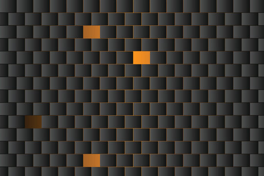 Dark geometric grid with glowing orange rectangular highlights pattern texture